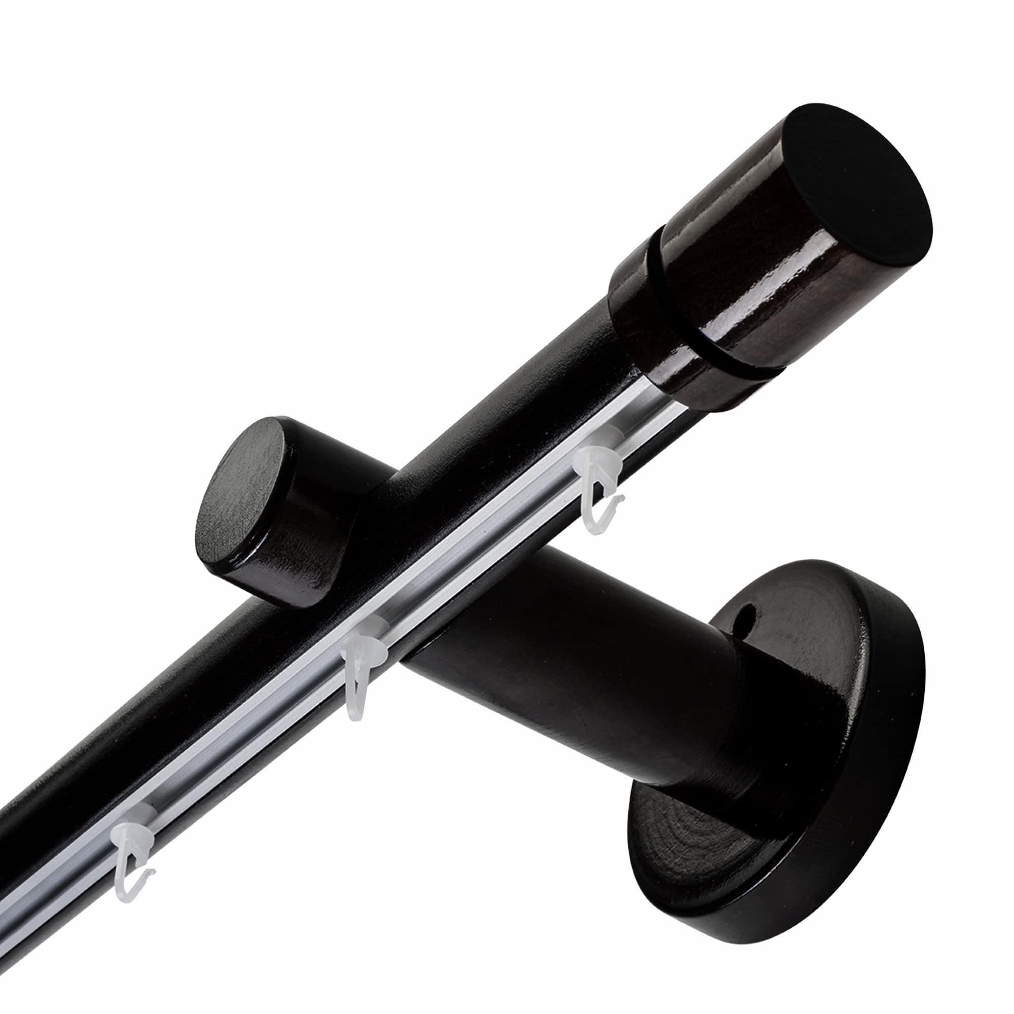 Cilindrikus egy alumíniumsínes fa rúdkarnis negru Cilindrikus egy alumíniumsínes fa rúdkarnis Fekete