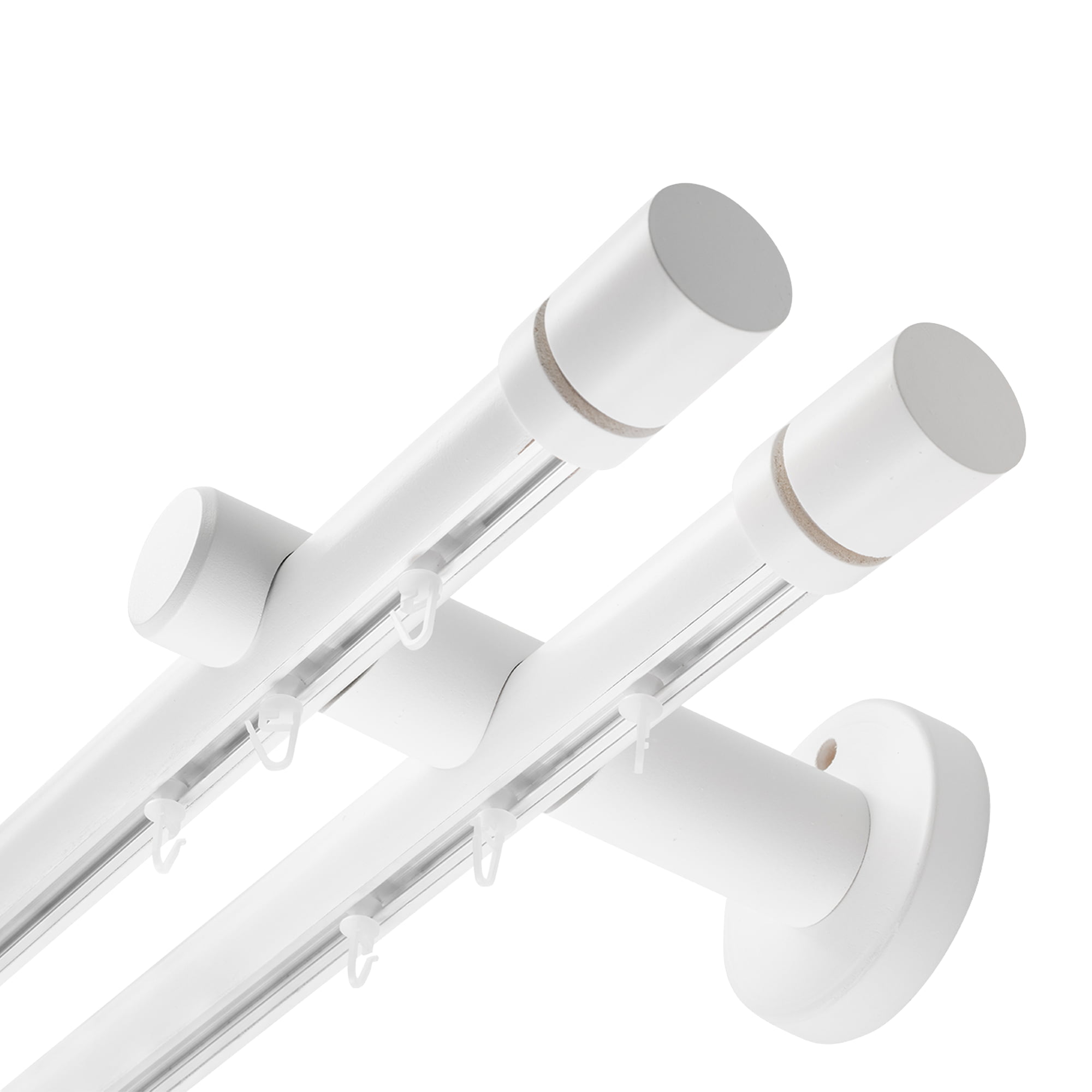 Cilindrikus két alumíniumsínes fa rúdkarnis alb Cilindrikus két alumíniumsínes fa rúdkarnis Fehér