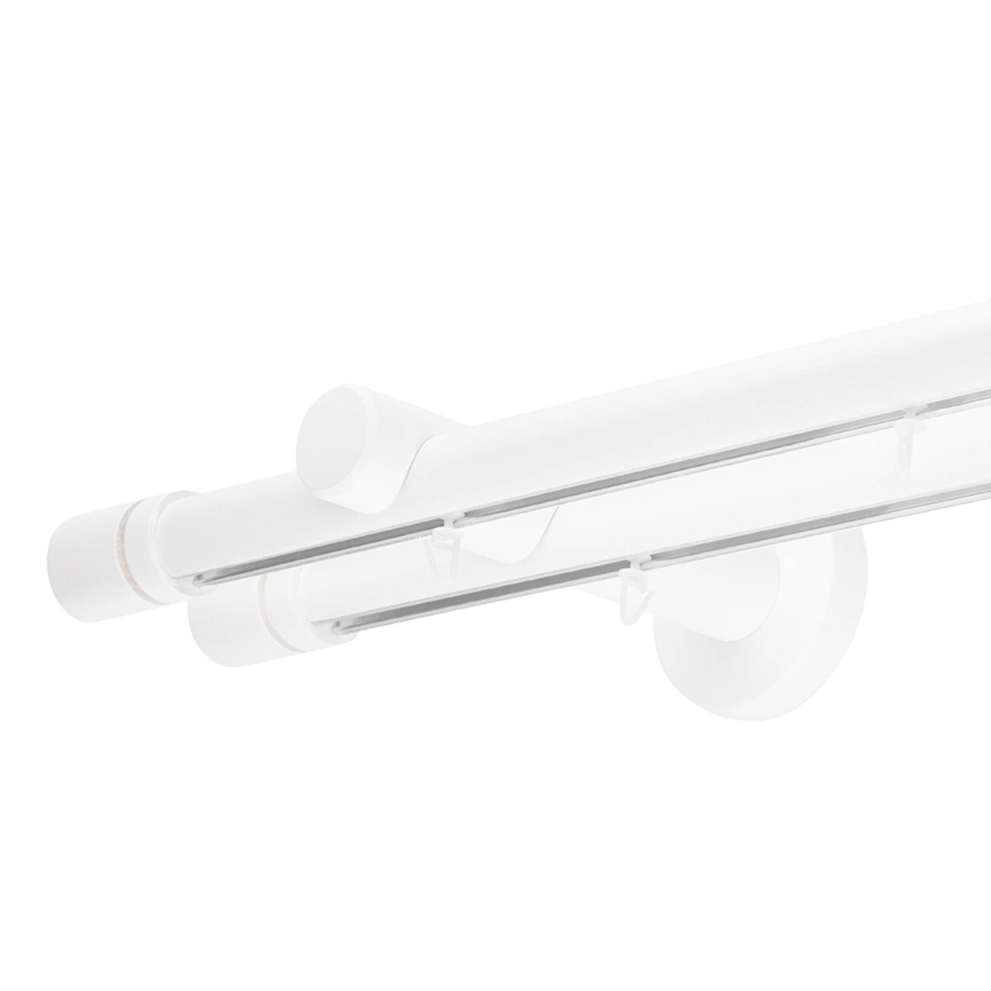 Cilindrikus két alumíniumsínes fa rúdkarnis alb Cilindrikus két alumíniumsínes fa rúdkarnis Fehér