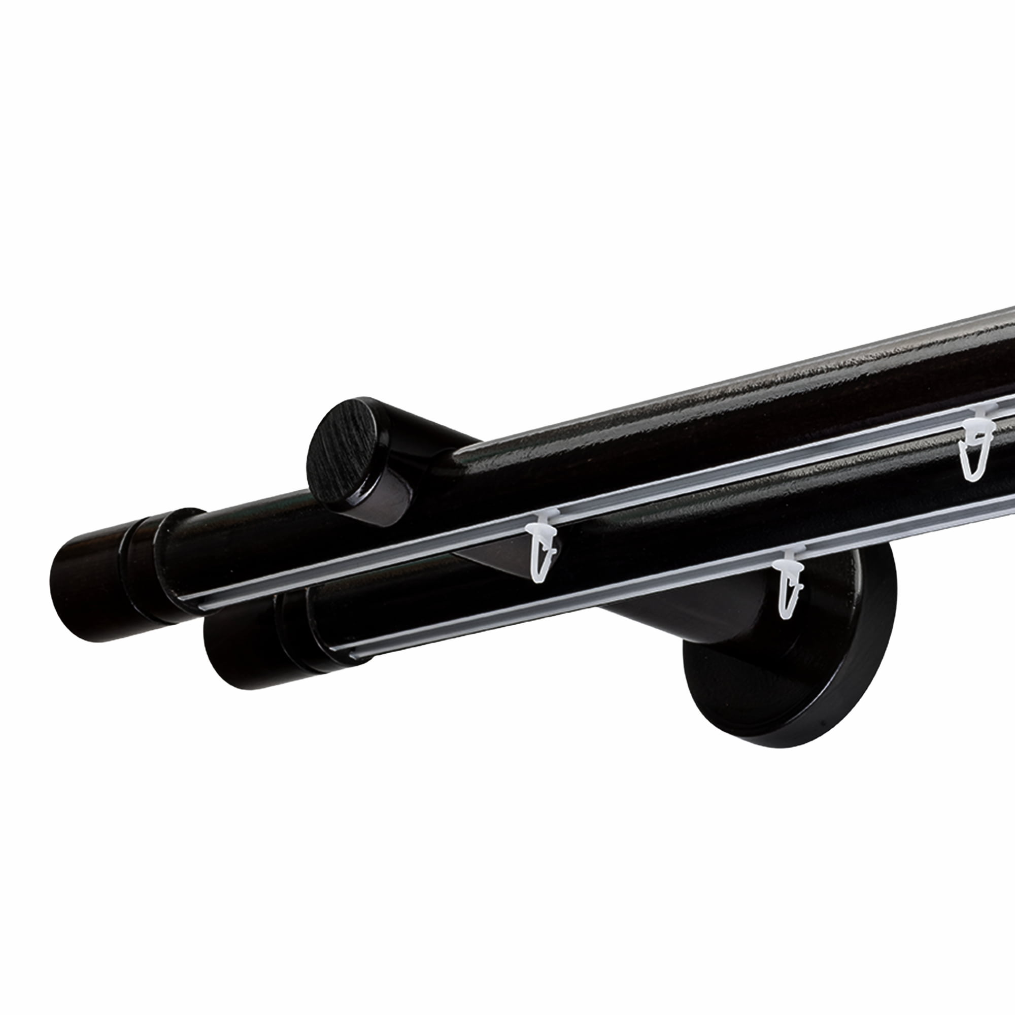 Cilindrikus két alumíniumsínes fa rúdkarnis negru Cilindrikus két alumíniumsínes fa rúdkarnis Fekete