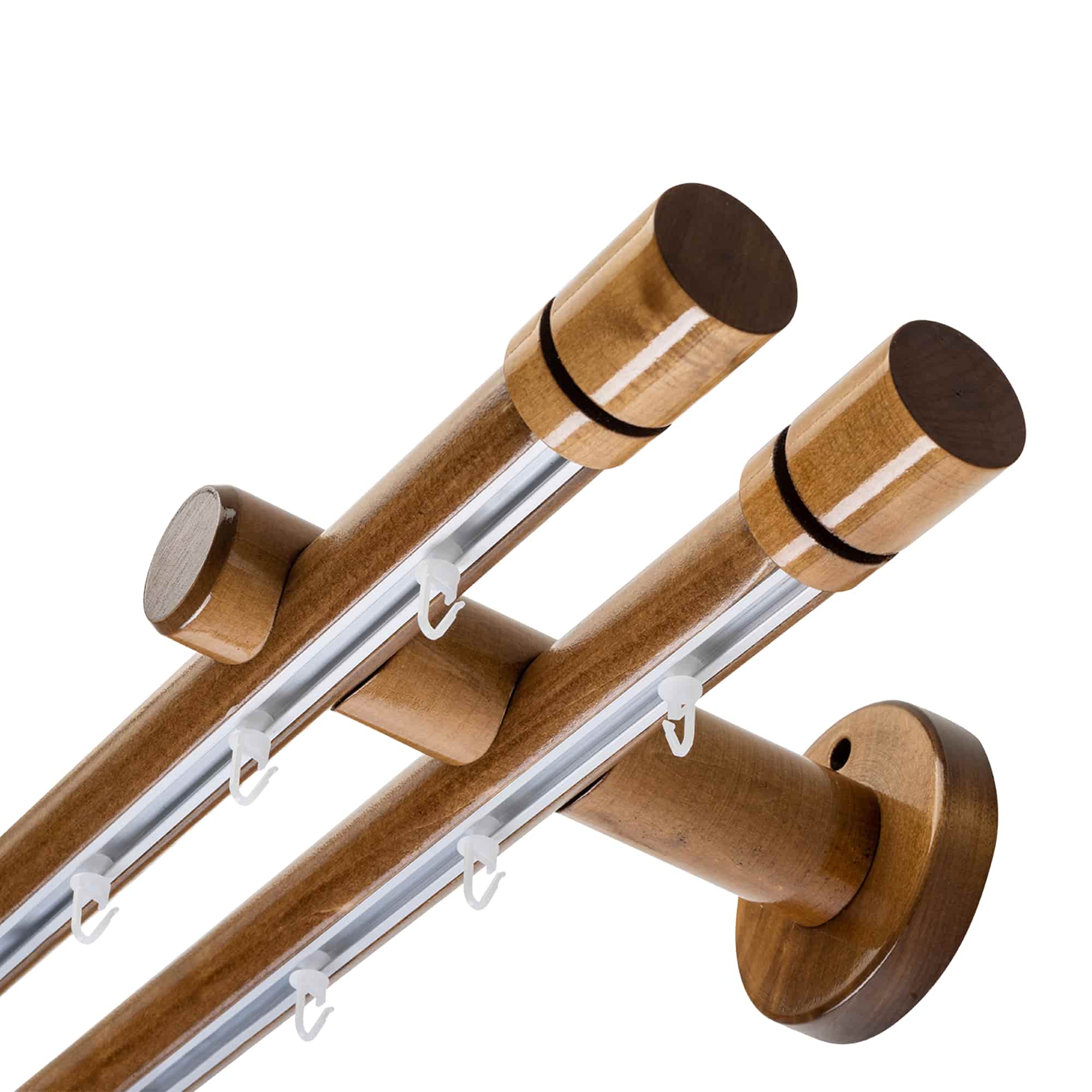 Cilindrikus két alumíniumsínes fa rúdkarnis stejar Cilindrikus két alumíniumsínes fa rúdkarnis Tölgy