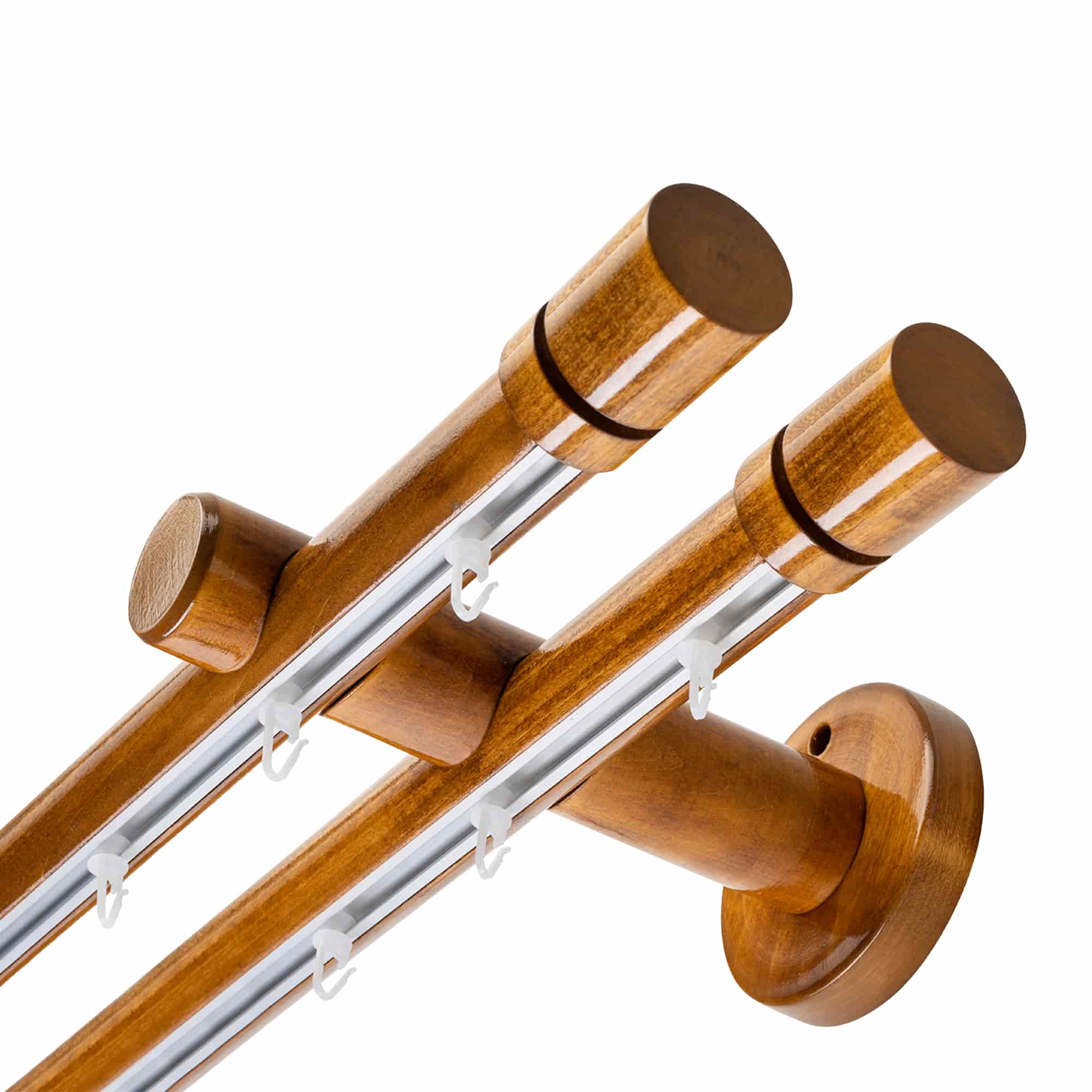 Cilindrikus két alumíniumsínes fa rúdkarnis stejar_auriu Cilindrikus két alumíniumsínes fa rúdkarnis Stejar_auriu