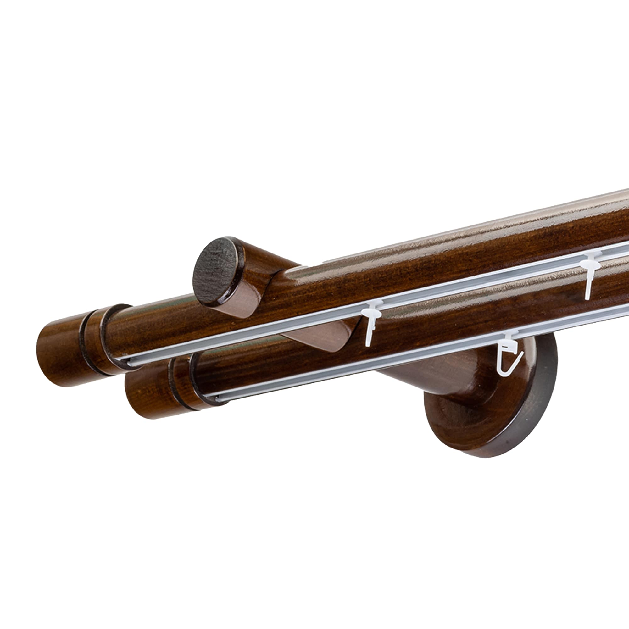 Cilindrikus két alumíniumsínes fa rúdkarnis nuc Cilindrikus két alumíniumsínes fa rúdkarnis Dió