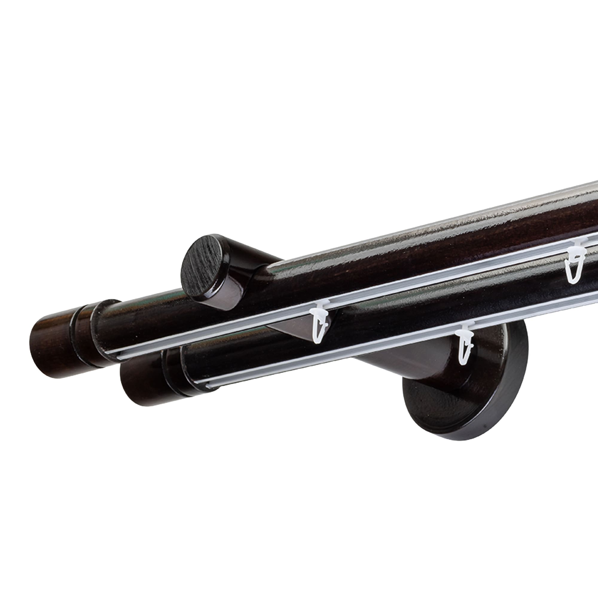 Cilindrikus két alumíniumsínes fa rúdkarnis wenge Cilindrikus két alumíniumsínes fa rúdkarnis Wenge