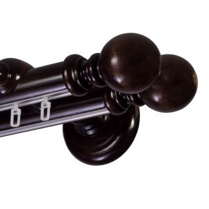 Globo két alumíniumsínes fa rúdkarnis - 35 mm-es fa függöny- és drapéria rúdkarnisok