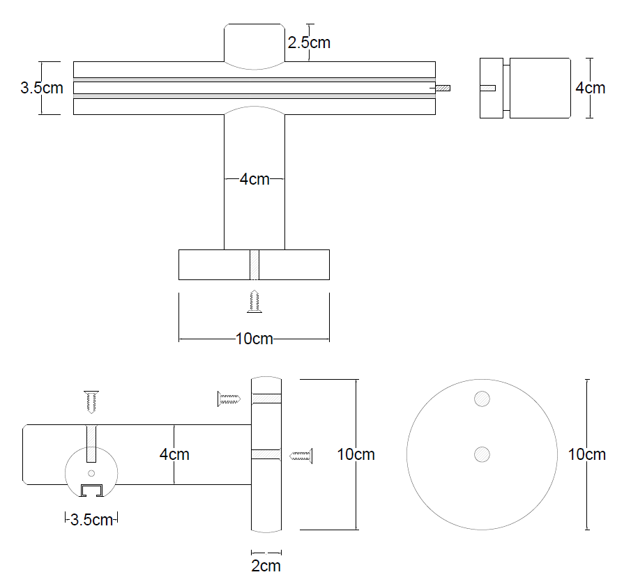 Cilindrikus egy alumíniumsínes fa rúdkarnis
