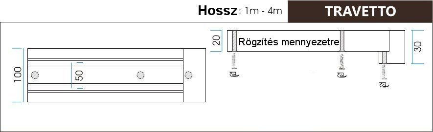 Kétsoros Travetto fa előlapos sín