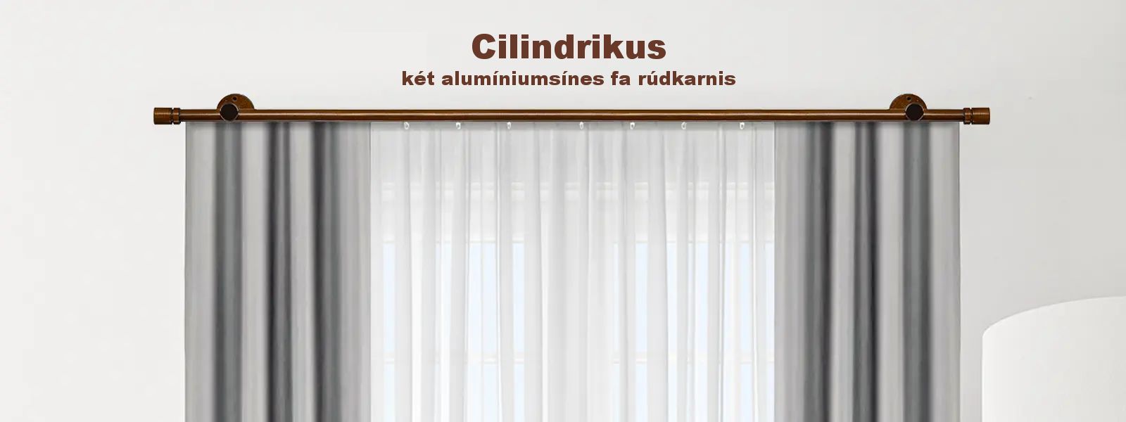 Cilindrikus két alumíniumsínes fa rúdkarnis